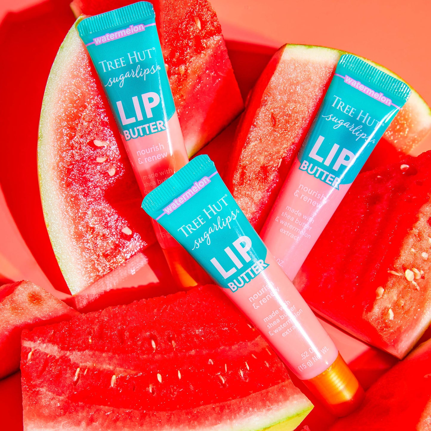 Tree Hut Sugarlips Watermelon Lip Butter, Lock in Moisture & Nourish Skin for Full, Hydrated Lips, 0.52 Fl oz.