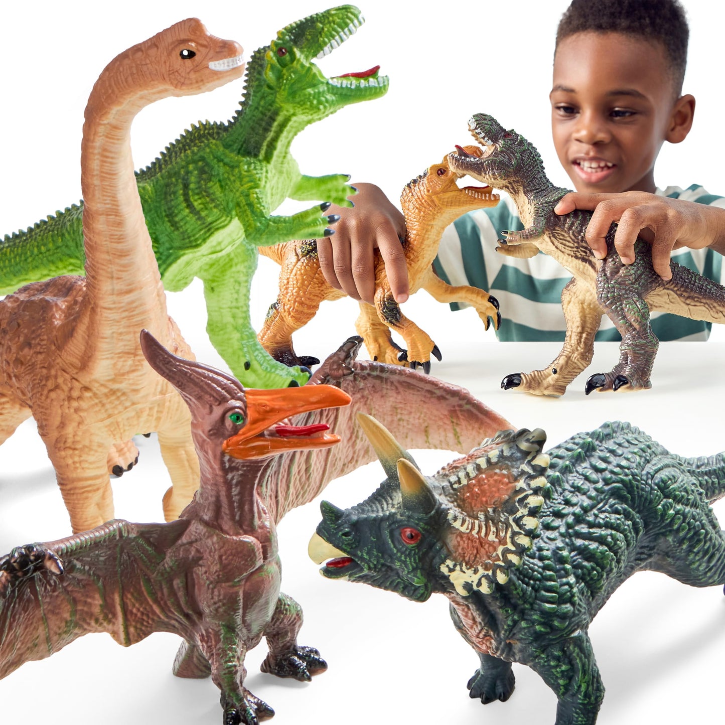 JOYIN 6-Piece Large Soft Dinosaur Toy Set for Toddlers with Educational Book – Realistic Dino Figures for Boys & Girls Ages 1-5