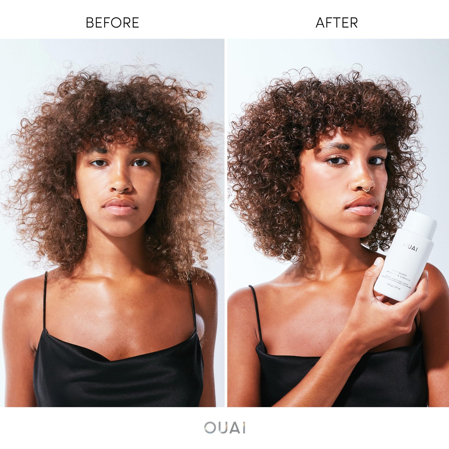 OUAI Hair Gloss | In-Shower Shine & Smoothing Treatment | Frizz Control, Heat Protectant with Hyaluronic Acid, Rice Water & Panthenol | 6 Oz
