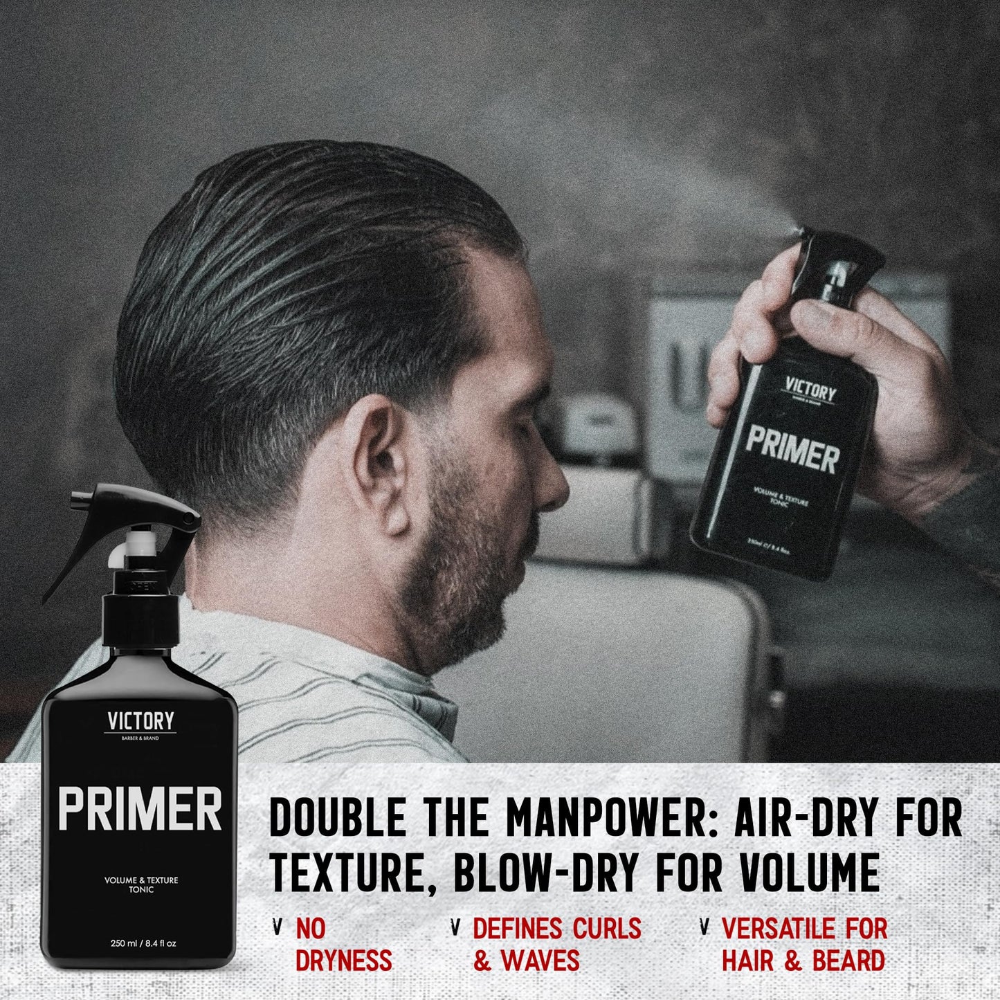 Sea Salt Thickening Spray for Men's Hair | PRIMER by Victory Barber & Brand | Made in the USA