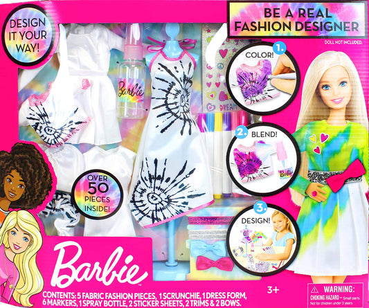 Barbie Tie-Dye Fashion Designer Kit – DIY Dress Design Set with Markers, Stickers & Tools, Craft Real Barbie Outfits for Girls 6+
