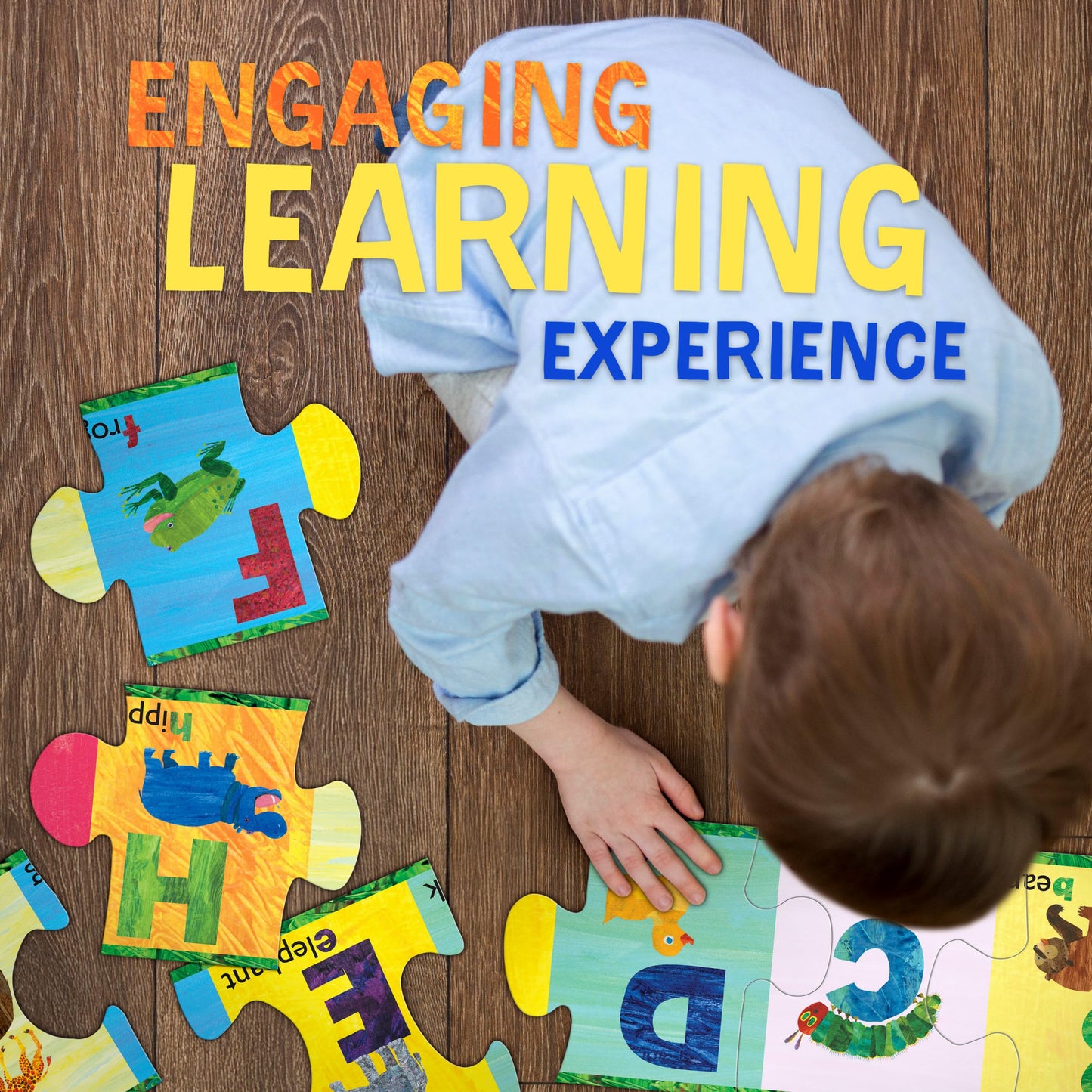 Briarpatch, The World of Eric Carle ABC 123 2-Sided Floor Puzzle, Based On Very Hungry Caterpillar Board Book, Preschool Learning for Kids