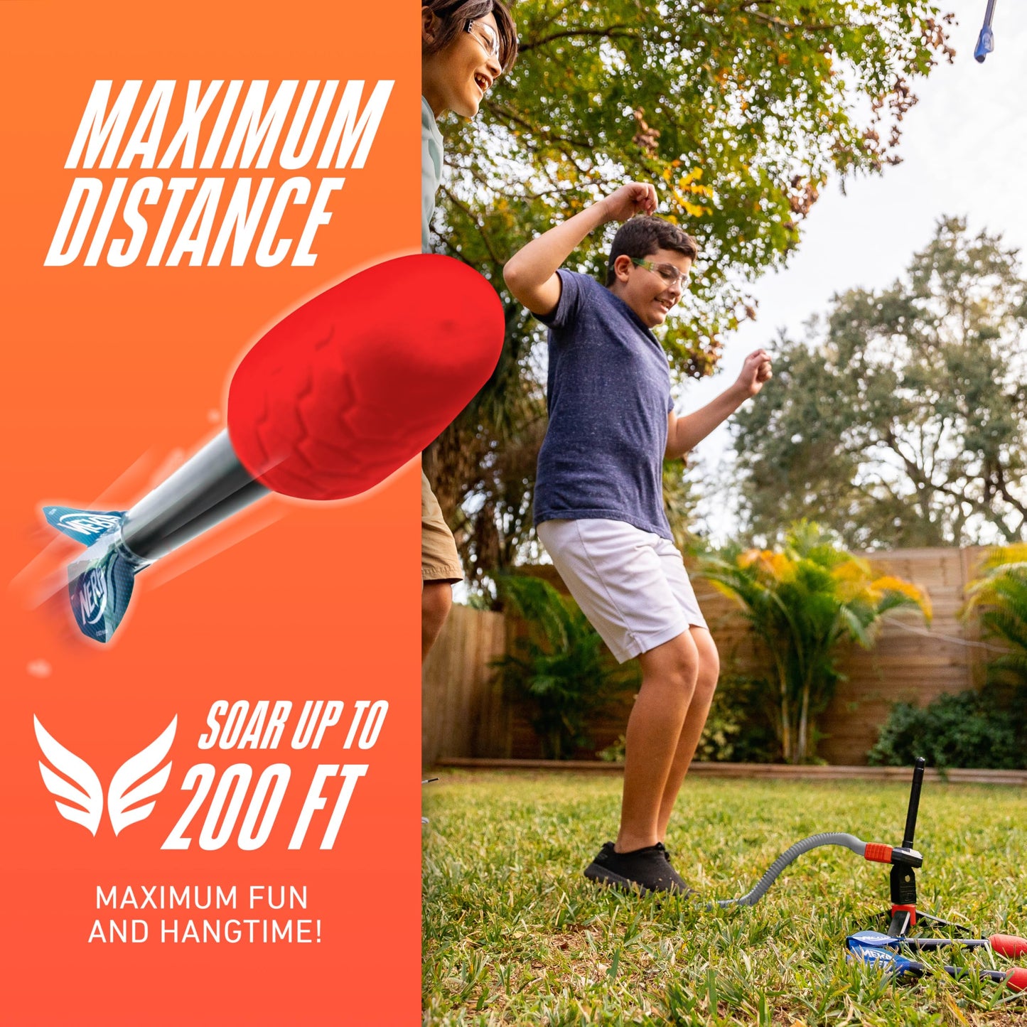 Nerf Kids Toy Rocket Launcher - Rip Rocket Jump Rockets + Launcher - Boys + Girls Toy Stomp Launcher + Missiles Set