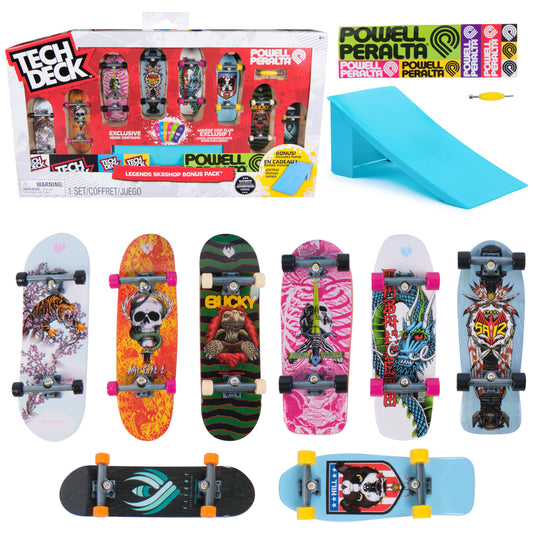 Tech Deck, Powell Peralta Legends SK8Shop Bonus Pack with Ramp, Collectible and Customizable Mini Skateboards, Kids Toys for Ages 6 and up