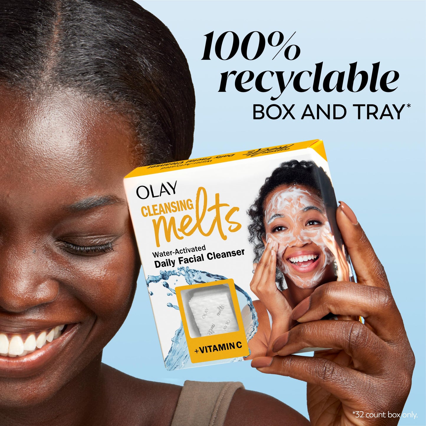 Olay Cleansing Melts + Vitamin C Face Cleanser, 12ct, Water-Activated Face Wash Cleans, Tones, and Refreshes Skin
