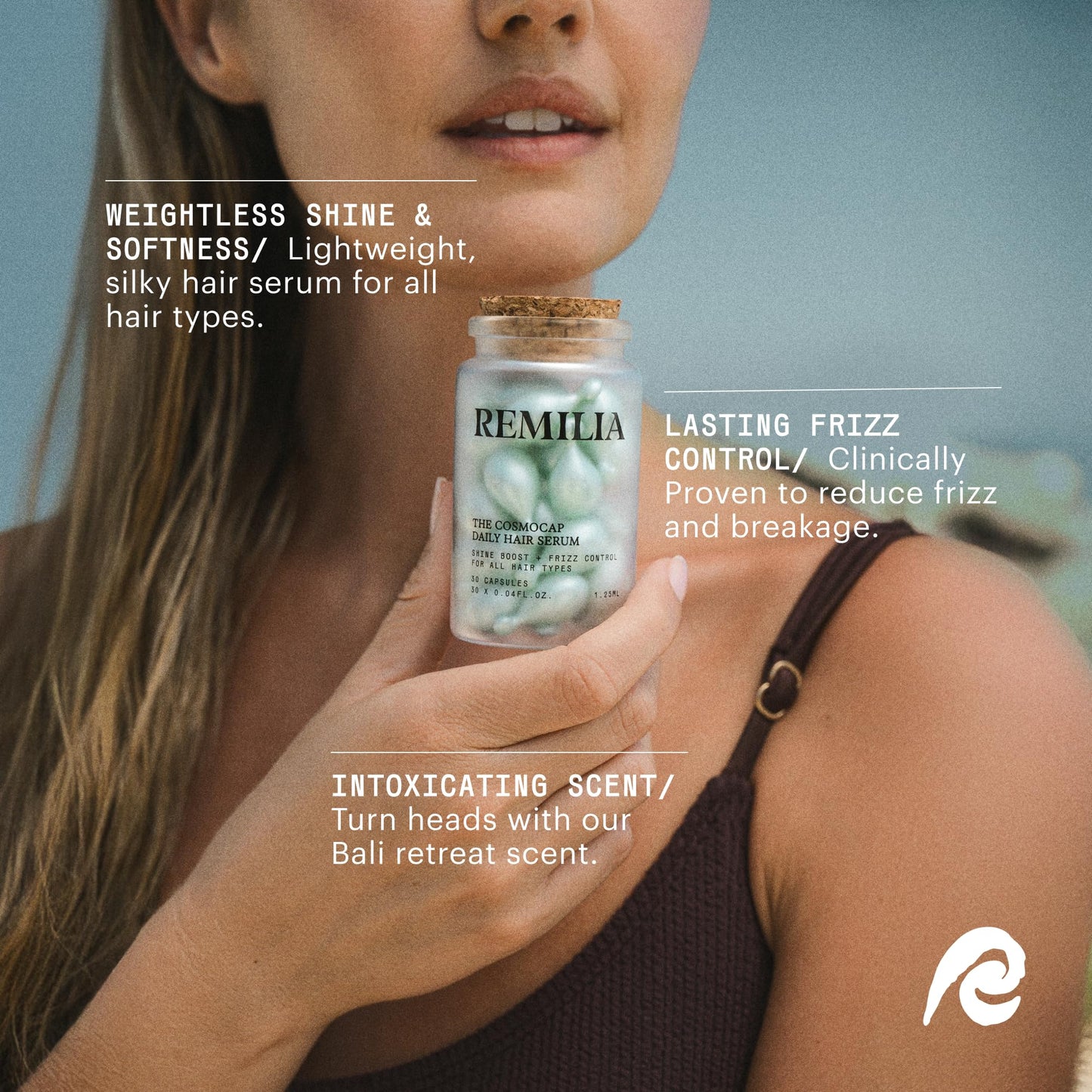 Remilia Hair Serum Capsules for Frizzy & Damaged Hair – Keratin, Silk Protein & Vitamin B5 – Anti-Frizz, Smoothing & Repair Treatment – Made in Italy, 30 Ct