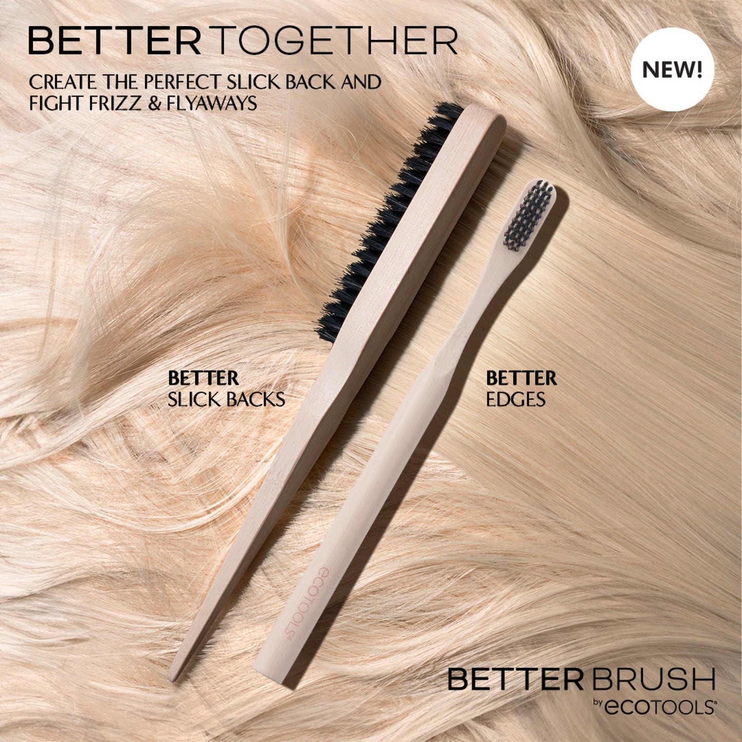 EcoTools Slick Back Hairbrush | Small Styling Brush for Perfect Ponytail or Bun | Smooth, Tease & Tame Frizz | Bamboo Handle & Vegan Bristles