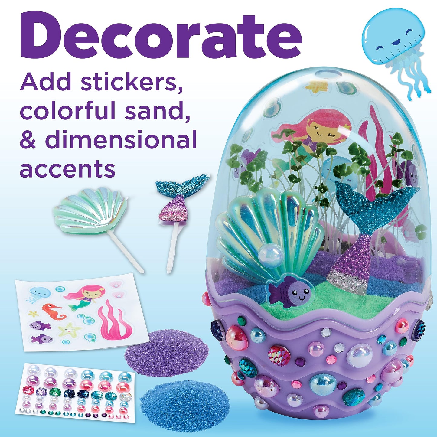 Creativity for Kids Mini Garden: Mermaid Terrarium Kit - Mermaid Gifts for Girls, Crafts and Toys, Stocking Stuffers for Kids (Ages 6+)