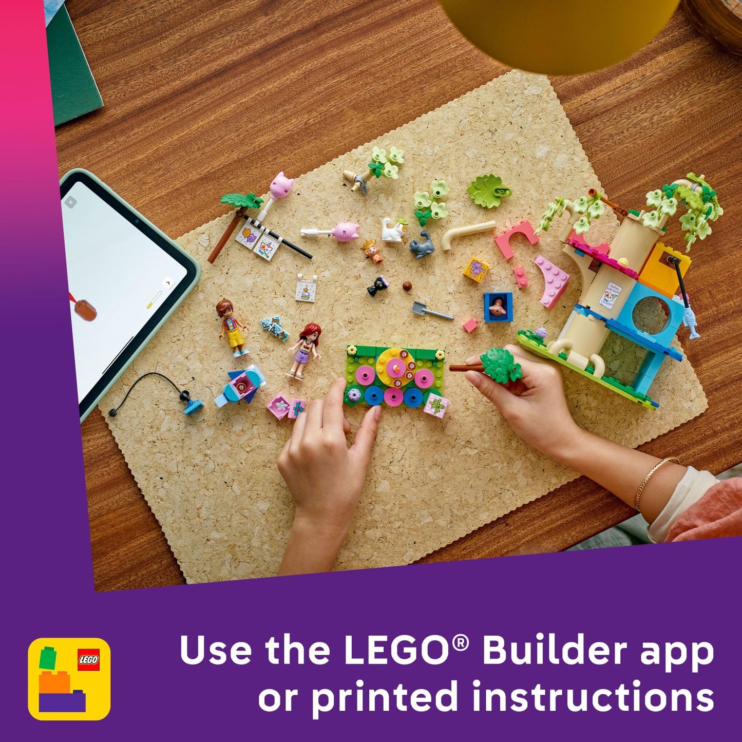 LEGO Friends Cat Birthday Party & Tree House Set - Building Blocks with Cat Toys & 2 Minidolls, Creative Storytelling Toy for Kids 9+