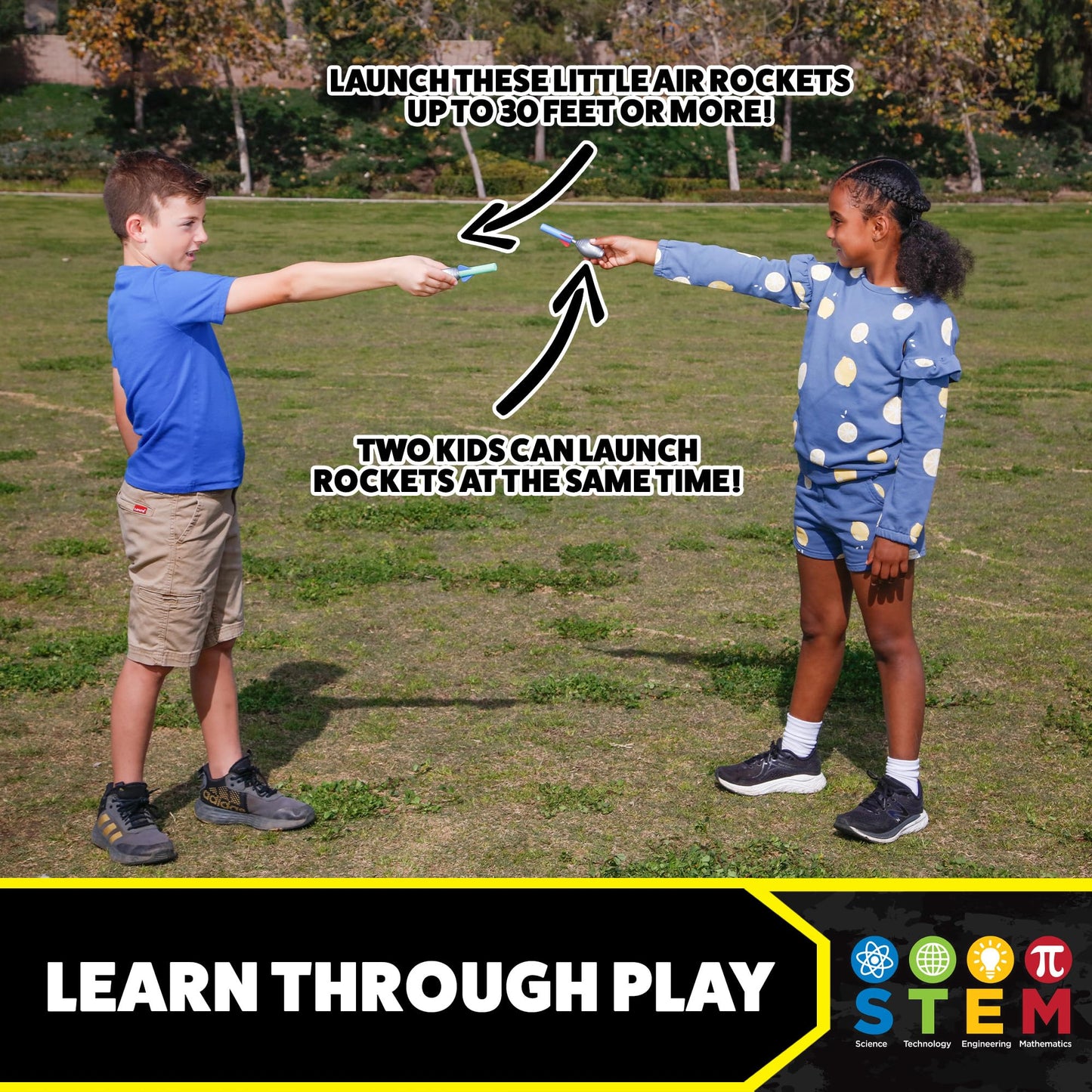 Stomp Rocket Squeeze Rocket 8-Player Party Pack – 8 Launchers, 40 Foam Rockets, STEM Outdoor Toy for Kids Ages 4+, Fun Backyard Gift