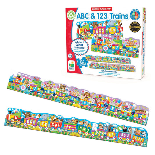 The Learning Journey: Puzzle Doubles - Giant ABC & 123 Train Floor Puzzles - Large Floor Puzzles For Kids Ages 3-5 - Award Winning Toys