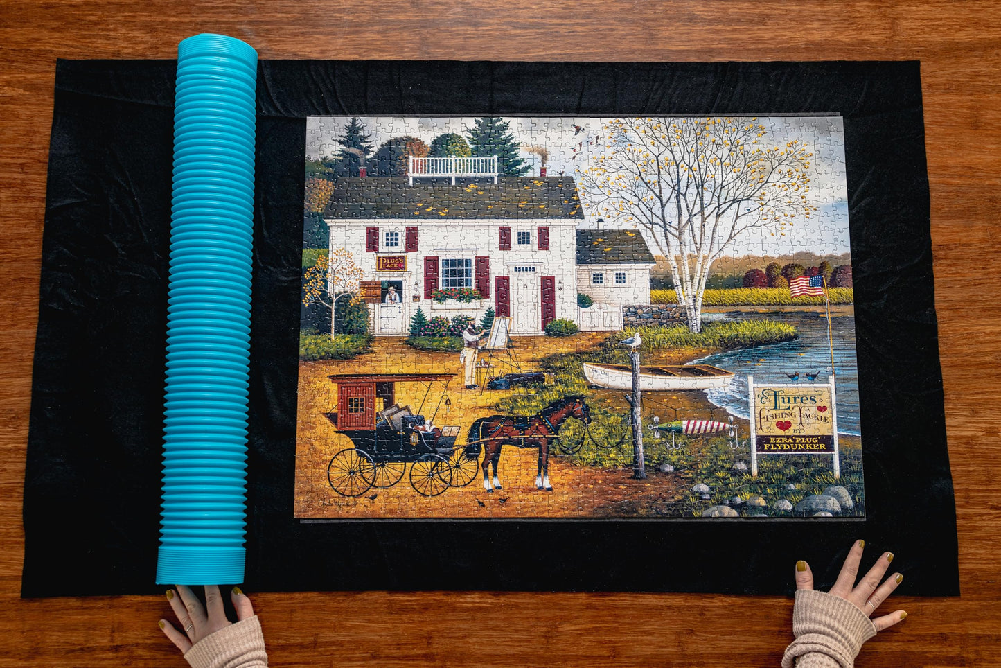 Buffalo Games - Roll-Up Puzzle Mat - Puzzle Saver and Assembly Accessory - Felt Mat - Fits up to 1500 Piece Puzzle - Black