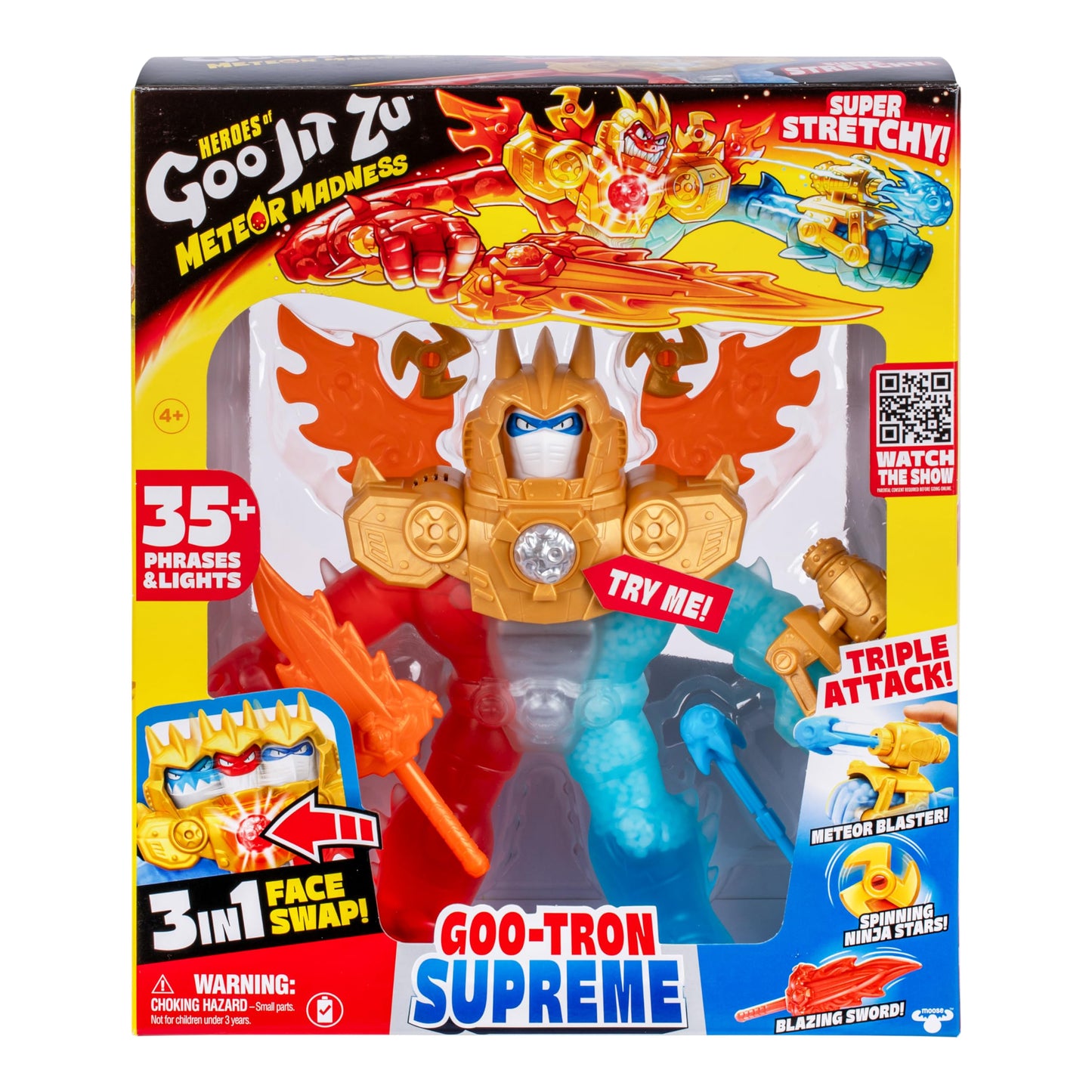 Heroes of Goo Jit Zu Goo-Tron Supreme – Ultimate Hero with Blazagon, Pantaro & Thrash, 3 Goo Fillings, Lights, Phrases & Triple Attack