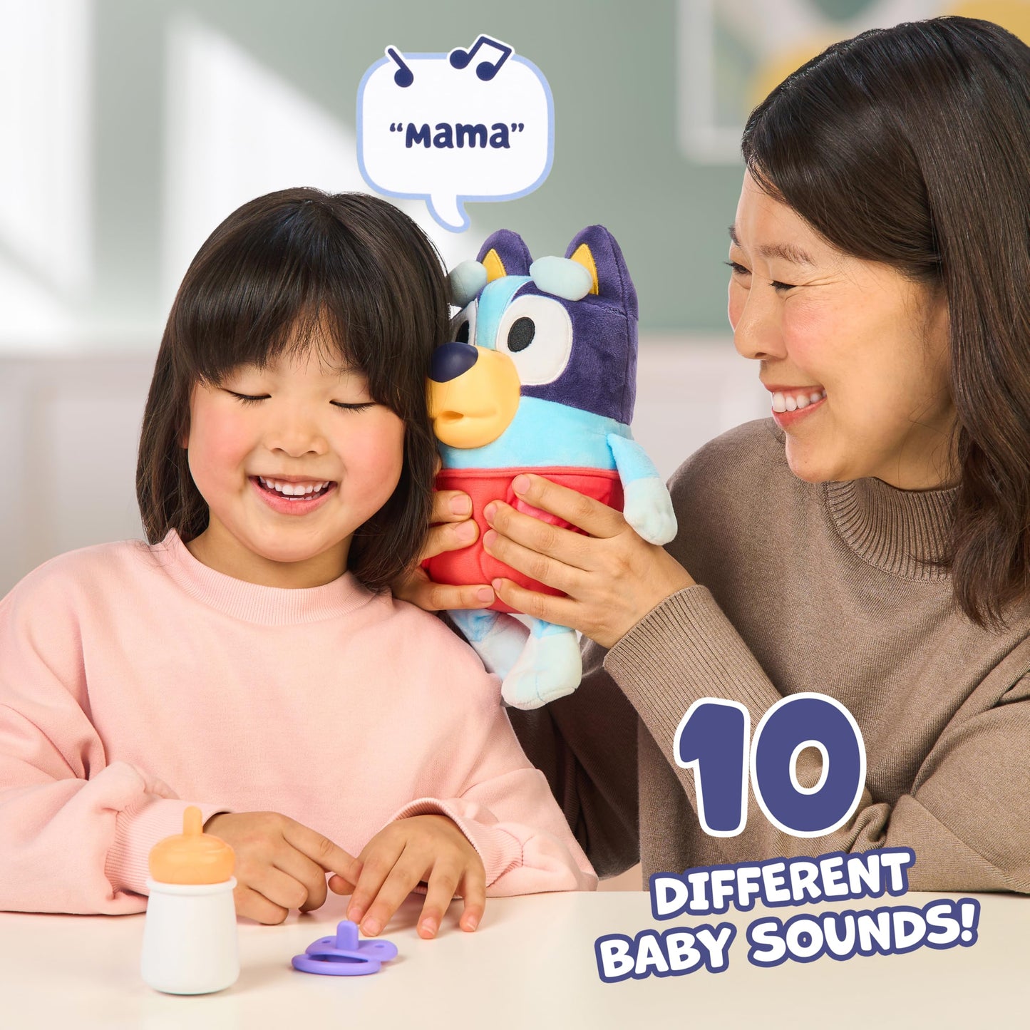Bluey Care and Cuddle Soft Baby Toy Plush, 11”, Interactive Electronic Baby Plush Toy with 10 Different Sounds, Cuddly Soft Toys for Ages 3+