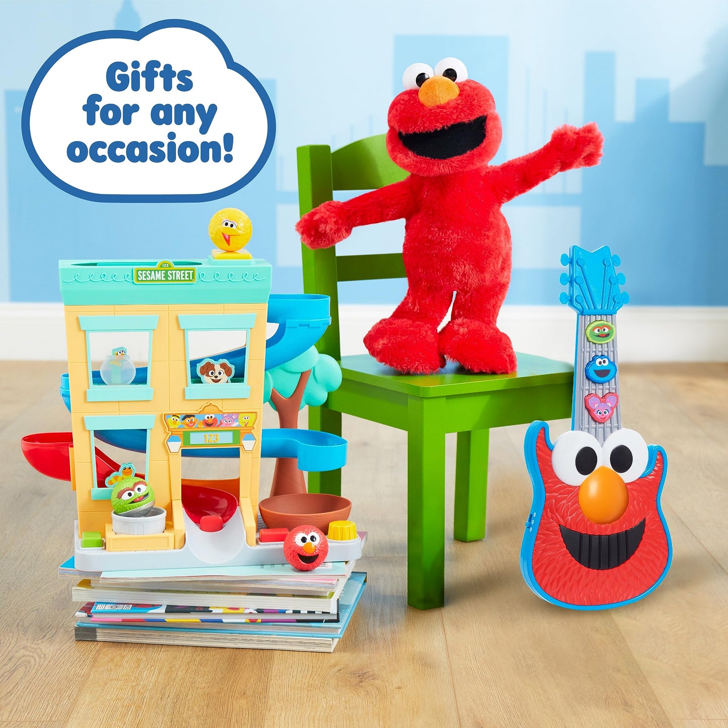Sesame Street Elmo Slide Singing and Dancing 14-inch Plush, Pretend Play, Interactive Toy, Kids Toys for Ages 2 Up by Just Play