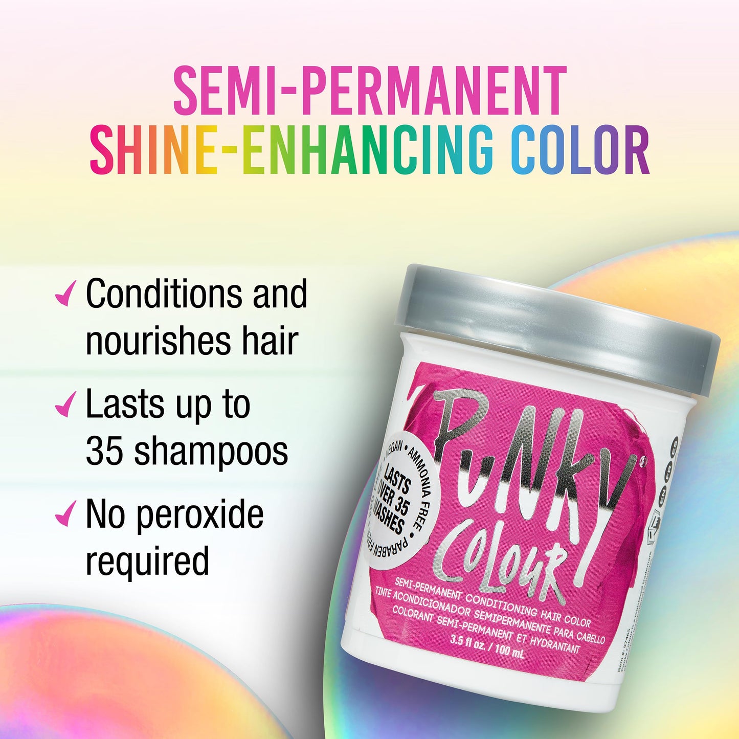 Punky Flamingo Pink Semi Permanent Hair Color - Vegan & Cruelty-Free Conditioning Hair Dye, Lasts Up to 35 Washes, 3.5 fl oz