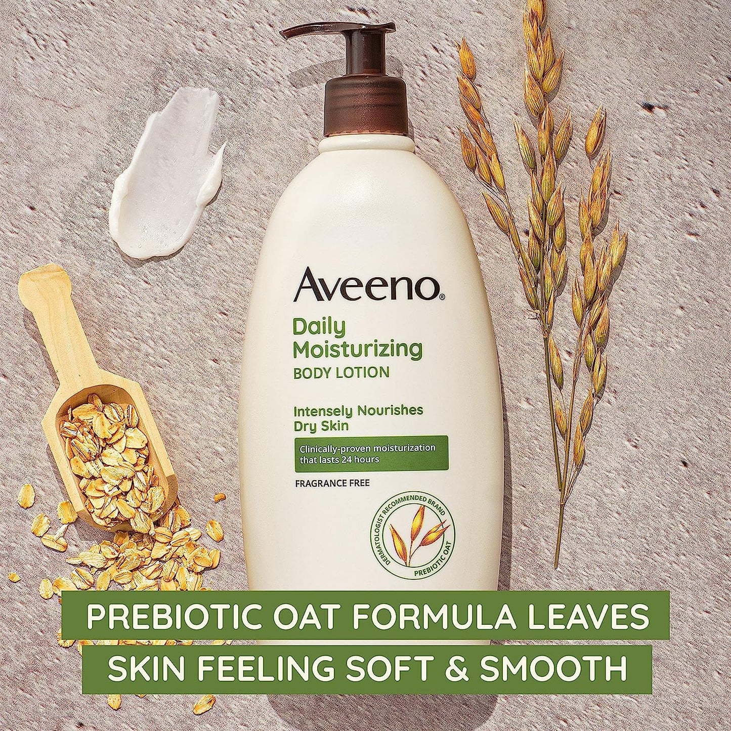 Aveeno Daily Moisturizing Body Lotion 18oz – Prebiotic Oat, Fragrance & Paraben Free, Non-Greasy, Non-Comedogenic, 72-Hour Hydration for Sensitive Skin