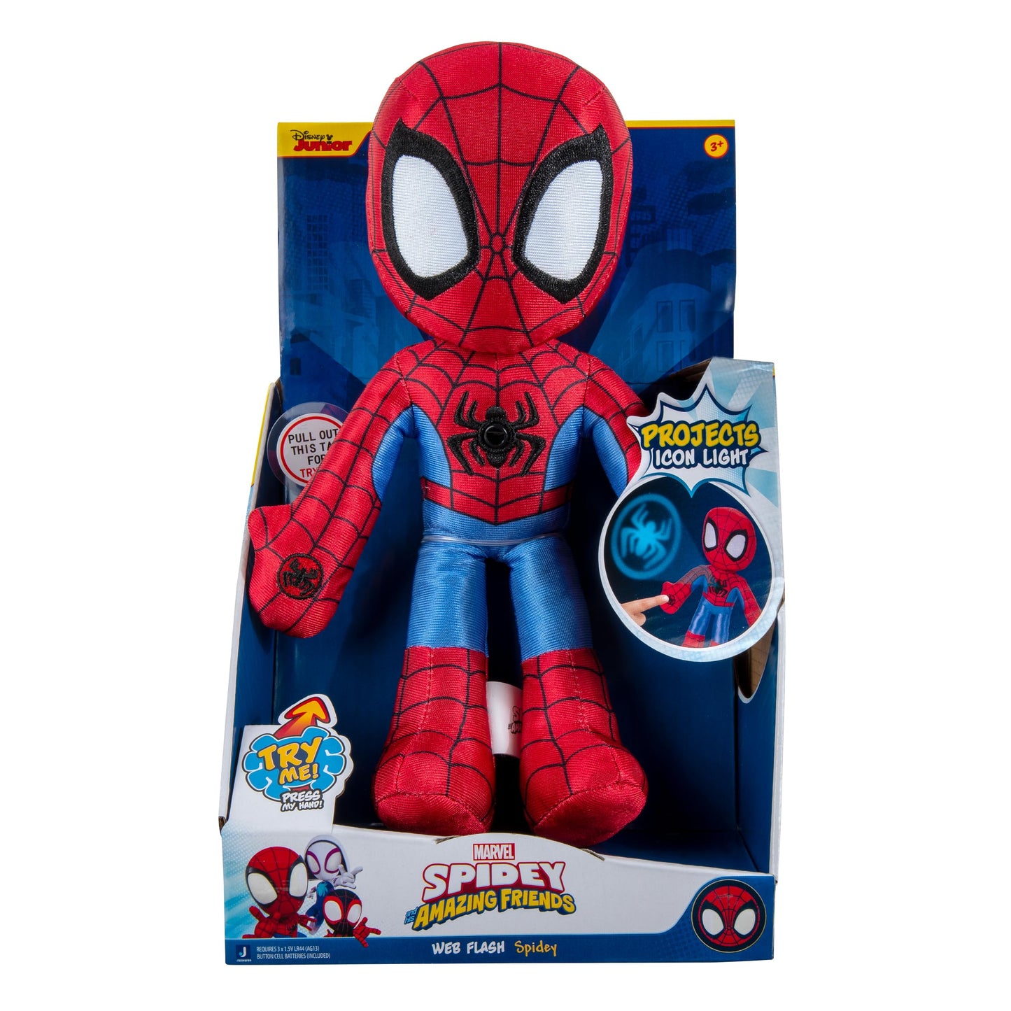 Marvel Spidey and His Amazing Friends Web Flash Spidey Plush - 9-Inch Plush with Light Up Signal - Toys Featuring Your Friendly Neighborhood Spideys