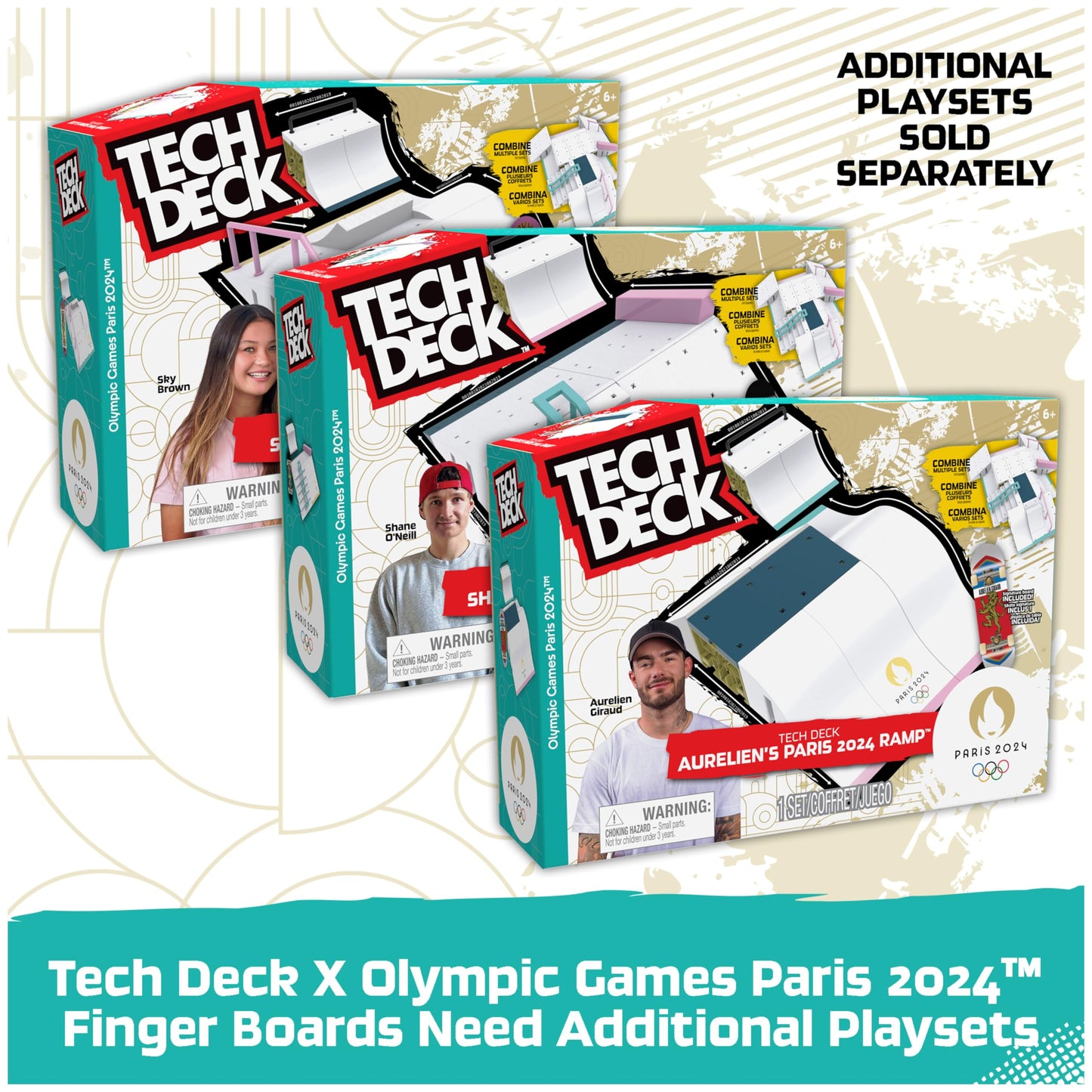 Tech Deck Competition Legends 8-Pack Fingerboards with Collectible Cards, Paris 2024 Olympics Mini Skateboards for Kids 6+