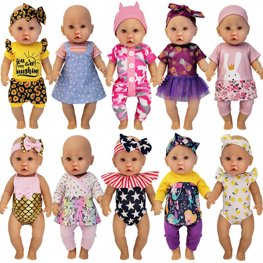 Windolls 10 Sets 14-16 Inch Baby Doll Clothes Dress Outfits Headbands Accessories fits New Born 15 inch Baby Doll