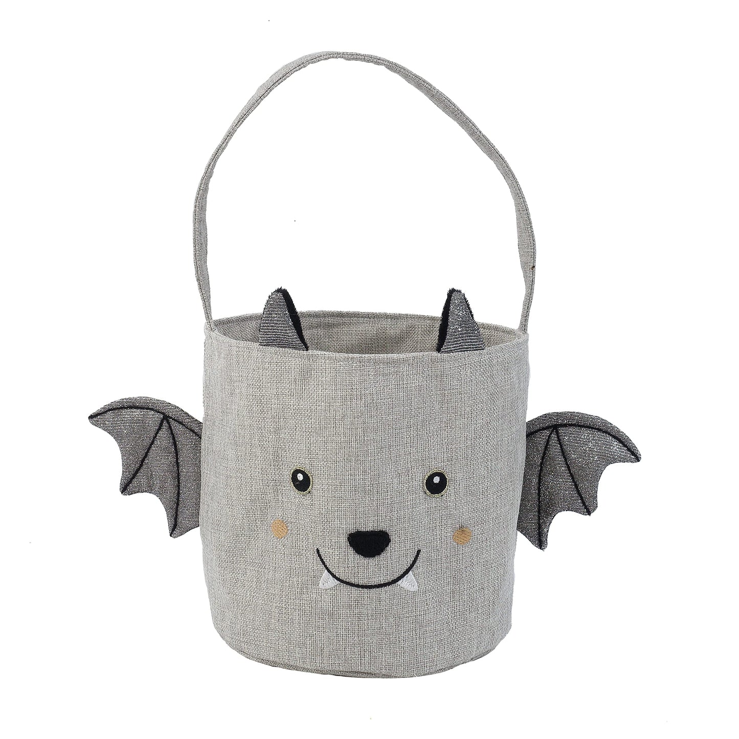 MON AMI Bat Halloween Treat Bag – 8" Plush Trick-or-Treat Basket with Soft Straps, Fun Party Favor & Holiday Décor Essential