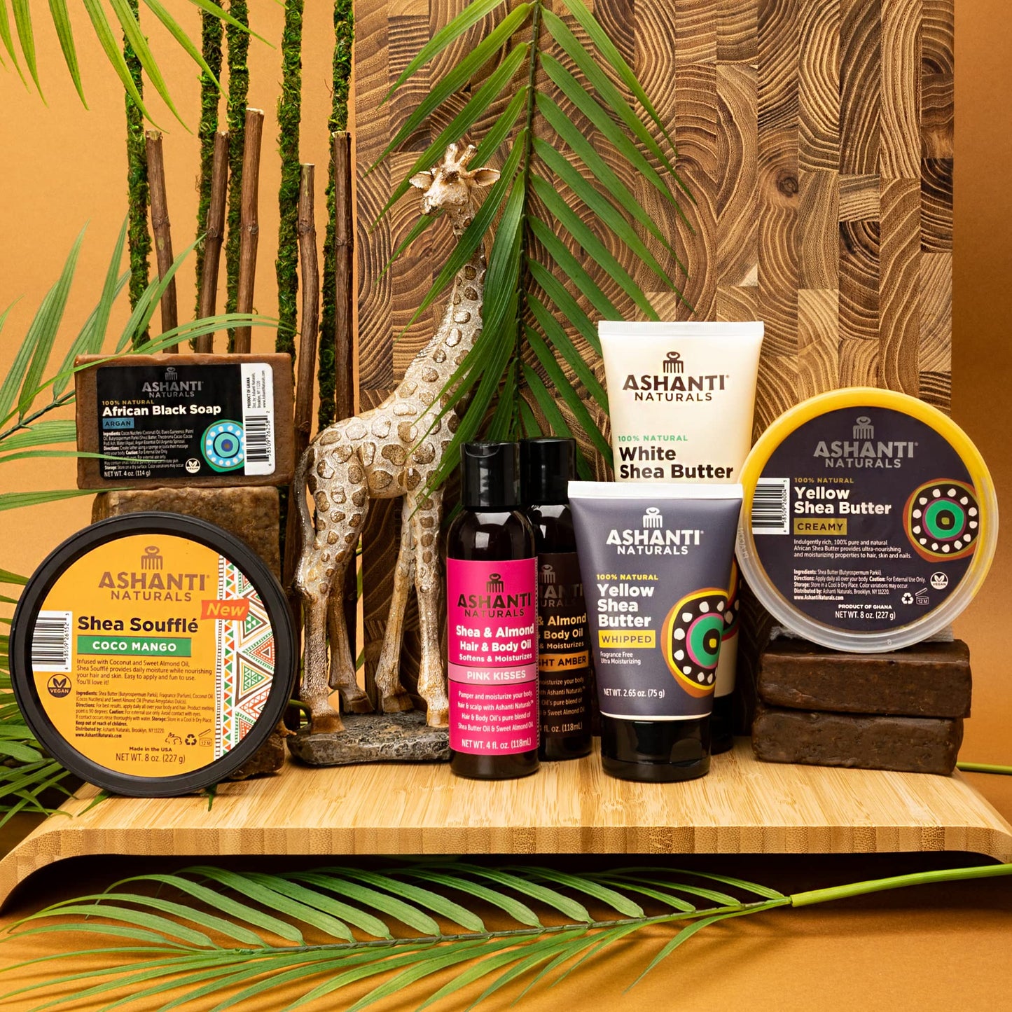 Ashanti Naturals Scented Whipped Shea Butter – Unrefined Ghana Shea with Coconut & Almond Oil, Moisturizing & Soothing, Midnight Amber Souffle 8 oz