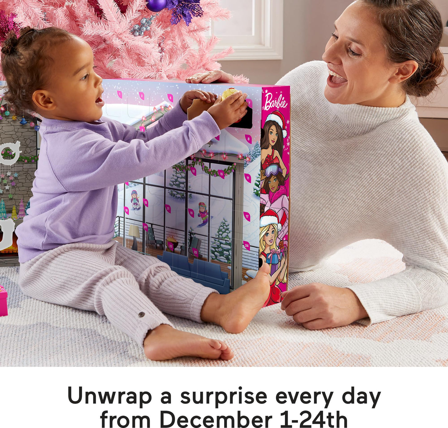 Fisher-Price Little People Barbie Toddler Advent Calendar Playset, 24 Christmas Figures & Pieces for Kids 18+ Months (Amazon Exclusive)