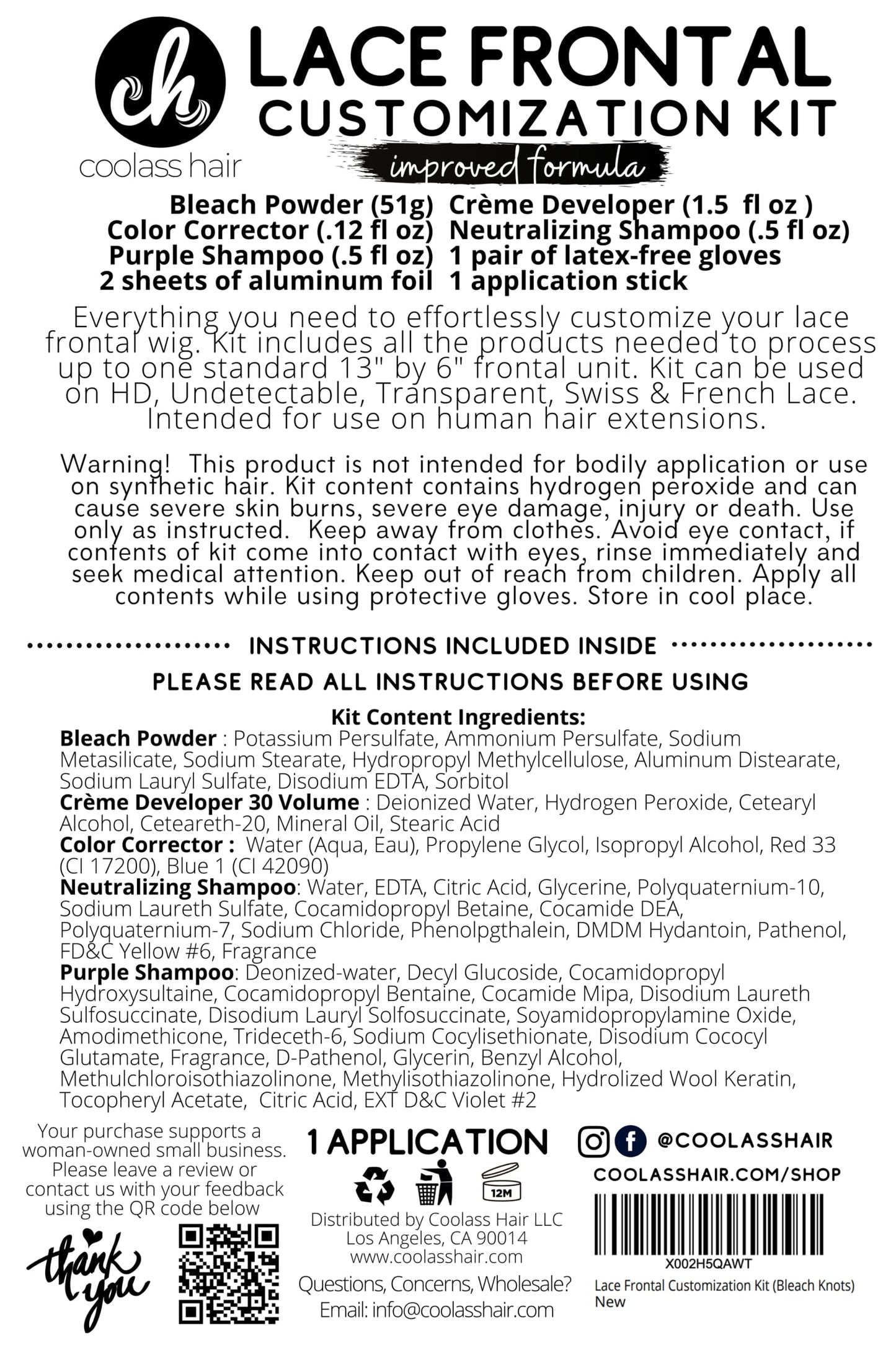 Lace Frontal Customization Kit (Bleach Knots)