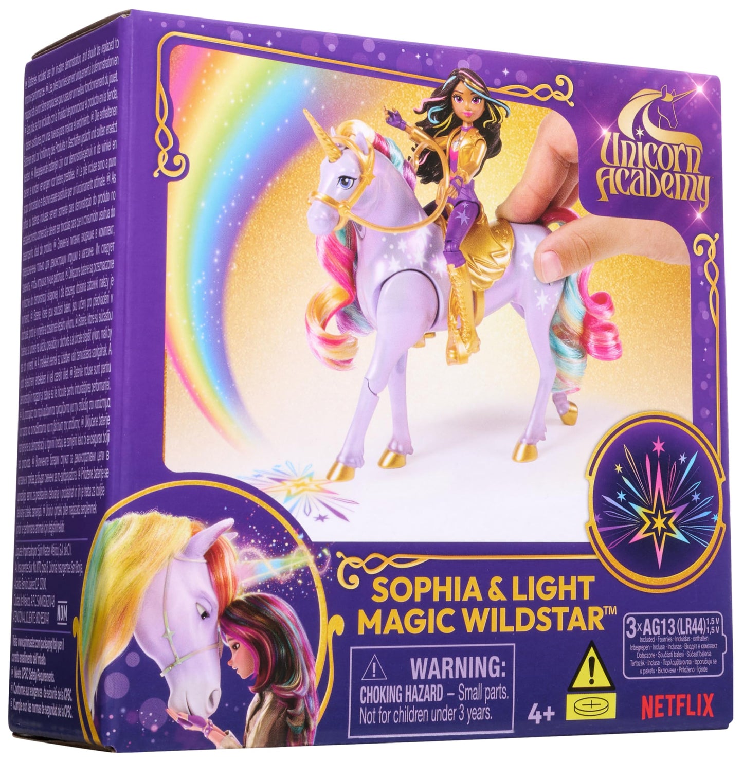 Unicorn Academy, Sophia & Light Magic Wildstar with Rainbow Light-up Effects, 2 Riding Accessories, Dolls & Unicorn Toys for Girls Ages 4 and up
