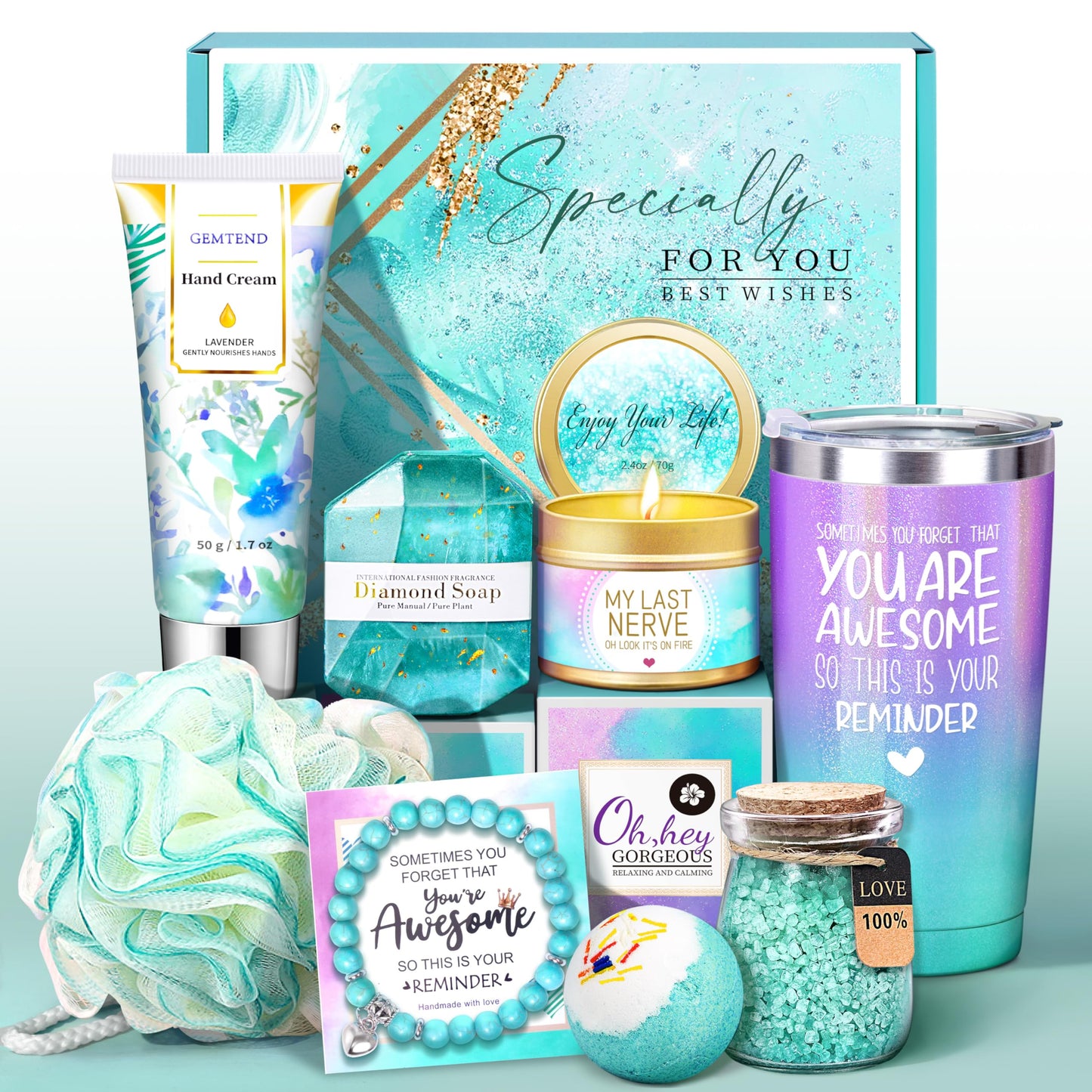 Birthday & Holiday Gifts for Women – Spa & Self-Care Gift Basket for Mom, Wife, Girlfriend, Sister, Friends – Relaxing & Pampering