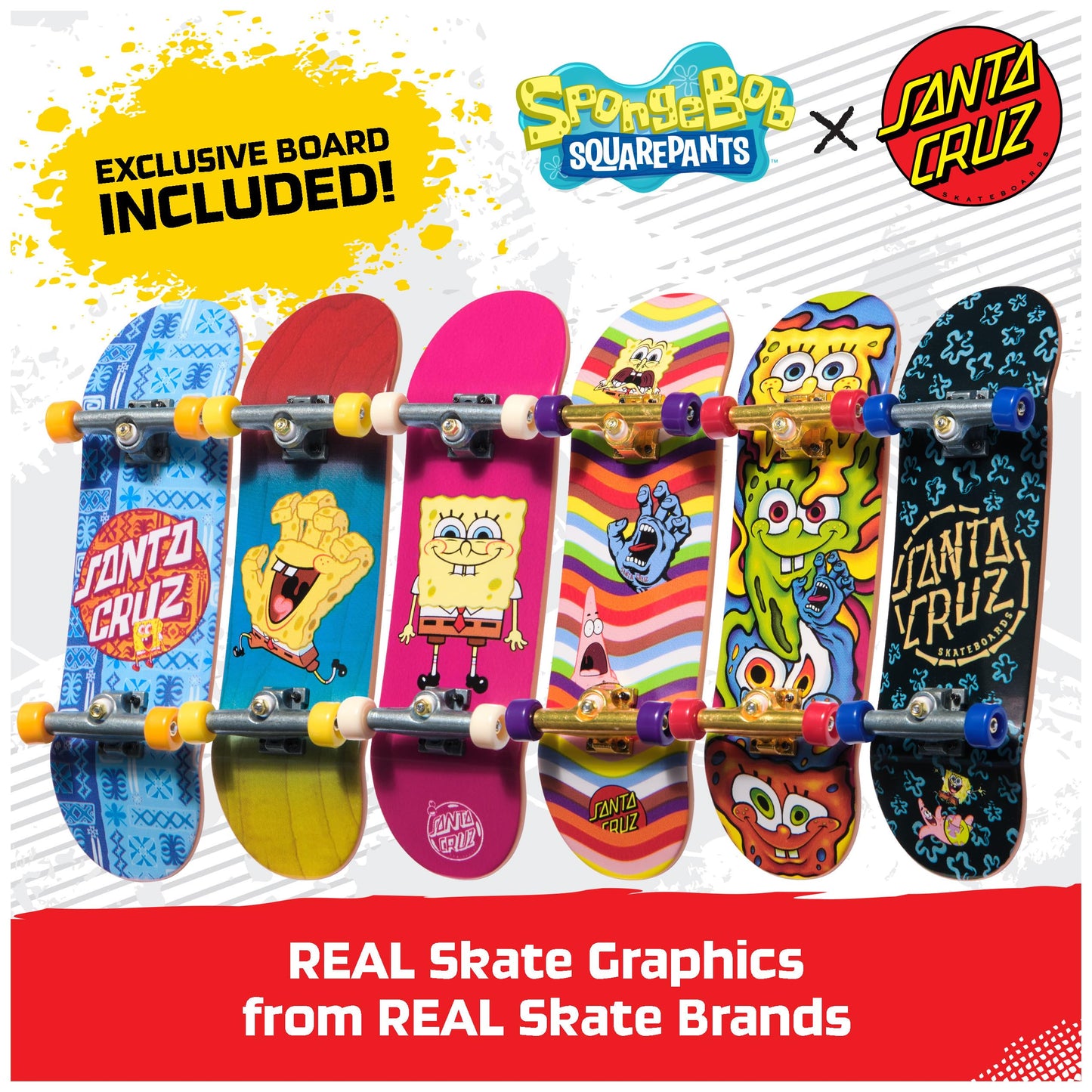 TECH DECK, Spongebob Sk8shop Fingerboard Bonus Pack, Collectible and Customizable Mini Skateboards, Kids Toys for Ages 6 and up