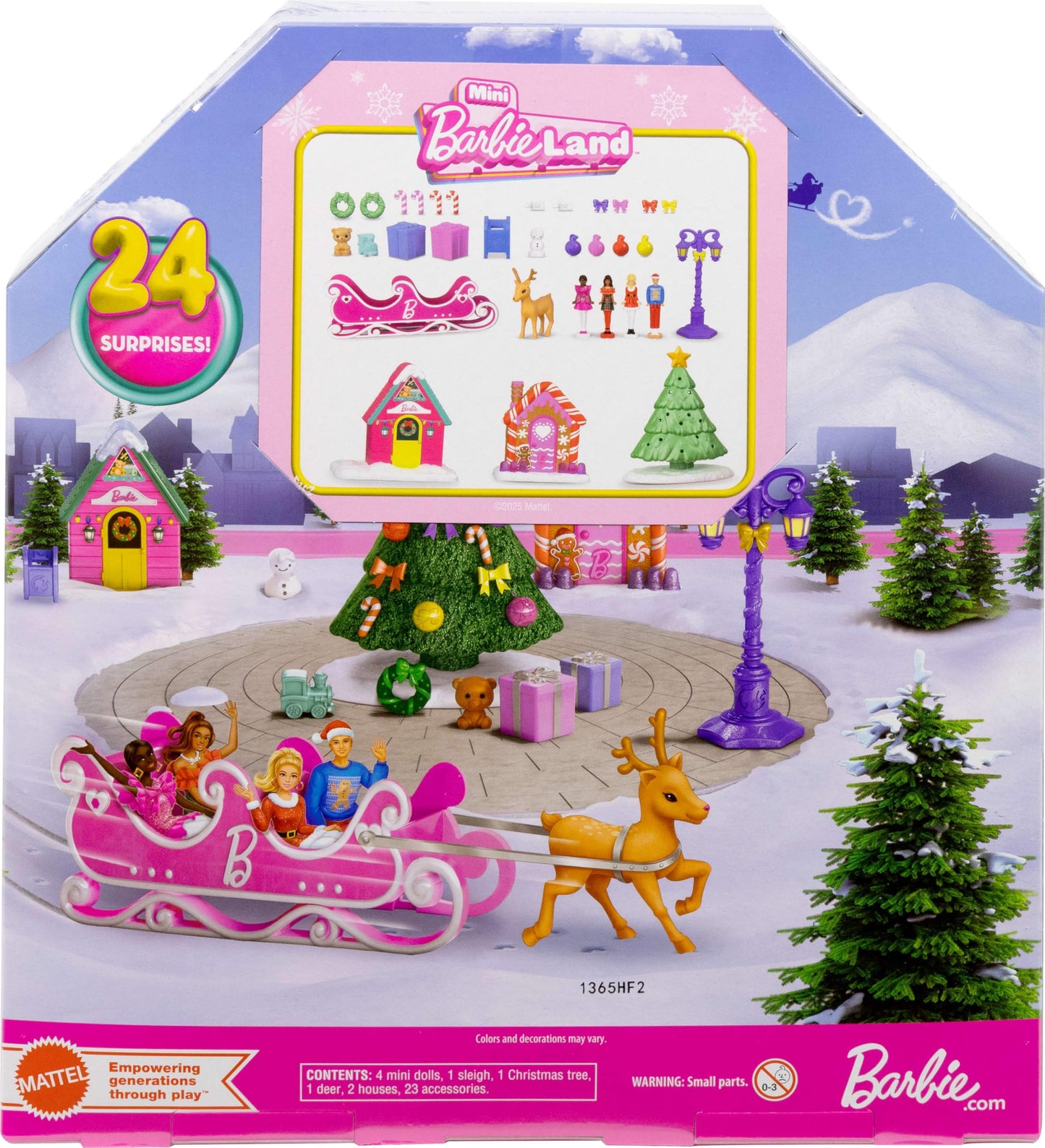 Barbie Mini Land Collectible Advent Calendar with 1.5-Inch Dolls & 24 Days of Surprises, Winter Village Play Areas for Storytelling Fun