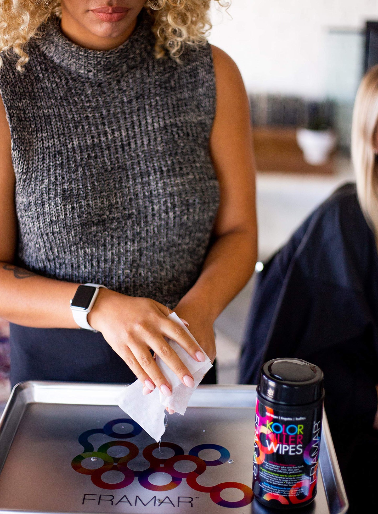 Framar Kolor Killer Wipes – Hair Dye Remover For Skin, Hair Color Remover For Dyed Hair, Gentle on Skin, Pleasant Scent – Wipes Dispenser of 100