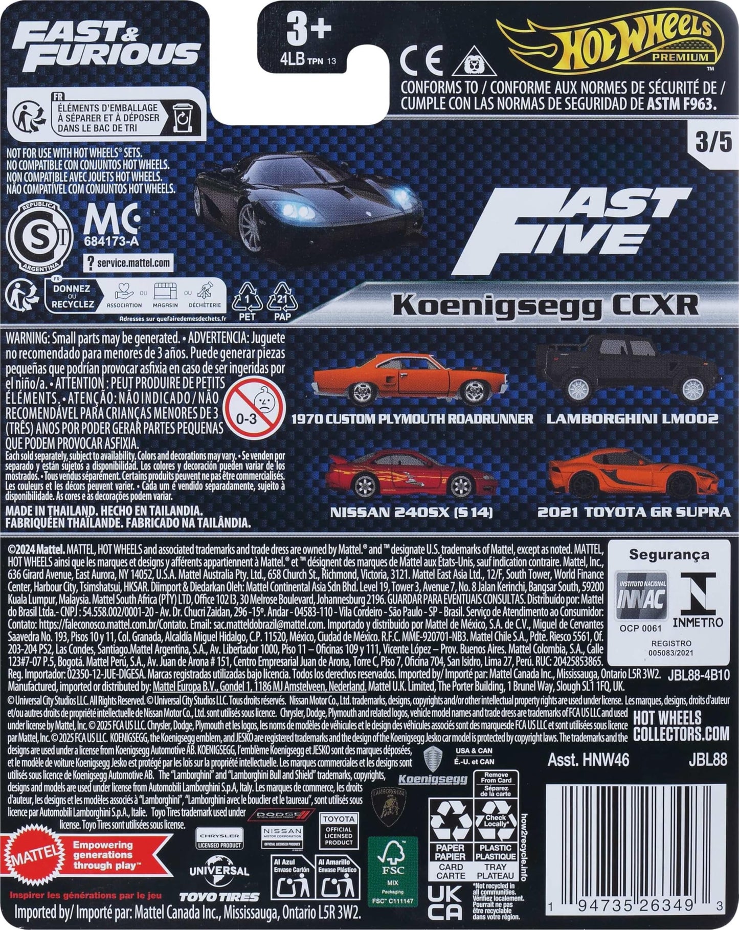 Hot Wheels Cars, Premium Fast & Furious 1:64 Scale Die-Cast Car for Collectors Inspired by Fast & Furious Movie Franchise