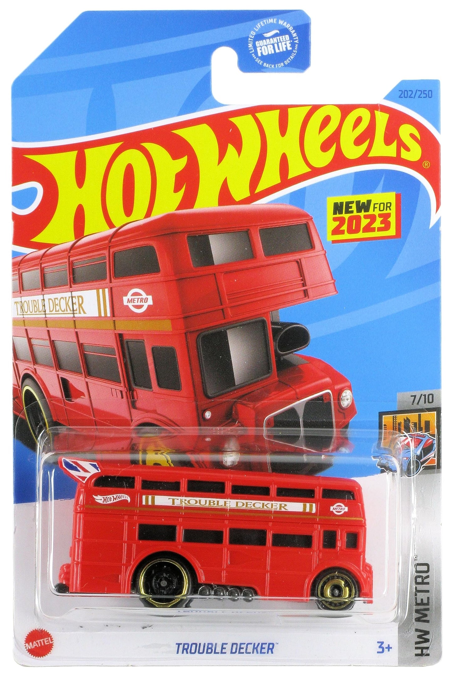 Hot Wheels 2023#202/250 HW Metro #7/10 Double-Decker Drag Bus Trouble Decker