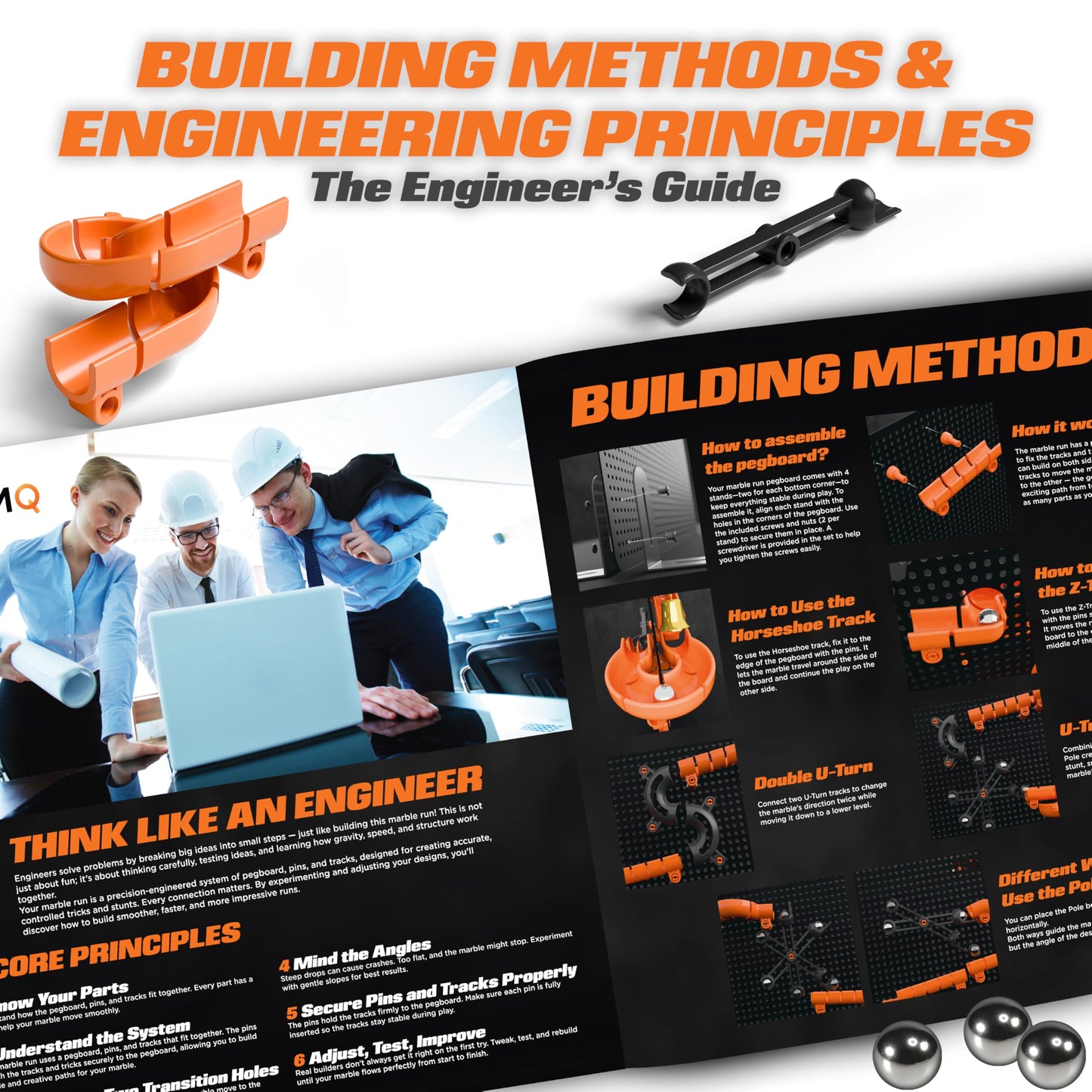 Precision Marble Run 125-Piece STEM Building Kit - 3D Marble Maze Construction Game for Kids 5+ & Adults, Educational Science Toy Gift