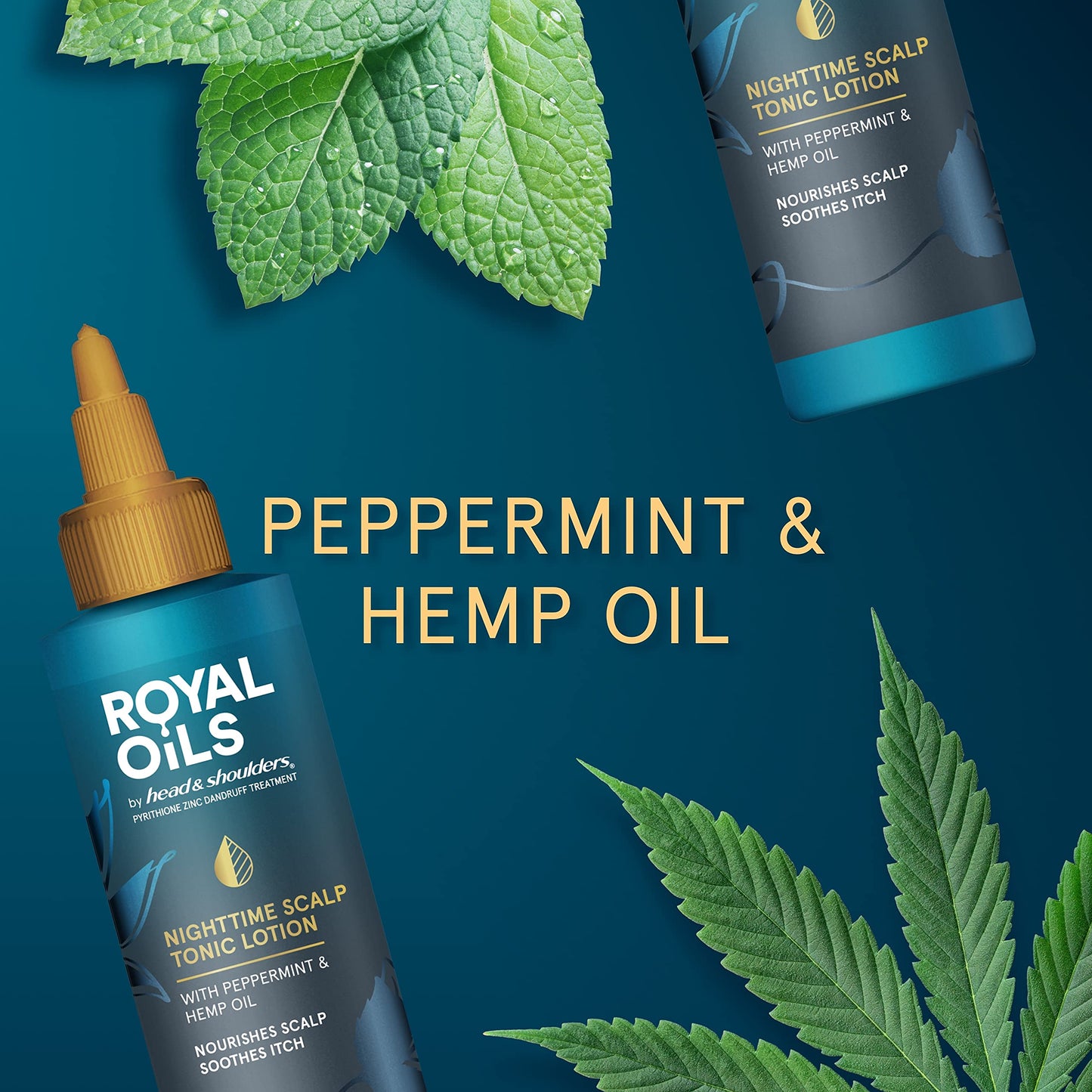 Head & Shoulders Royal Oils Curly Hair Product Nighttime Scalp Tonic Lotion with Peppermint and Hemp Oil, Sulfate Free, 3.4 Fl Oz